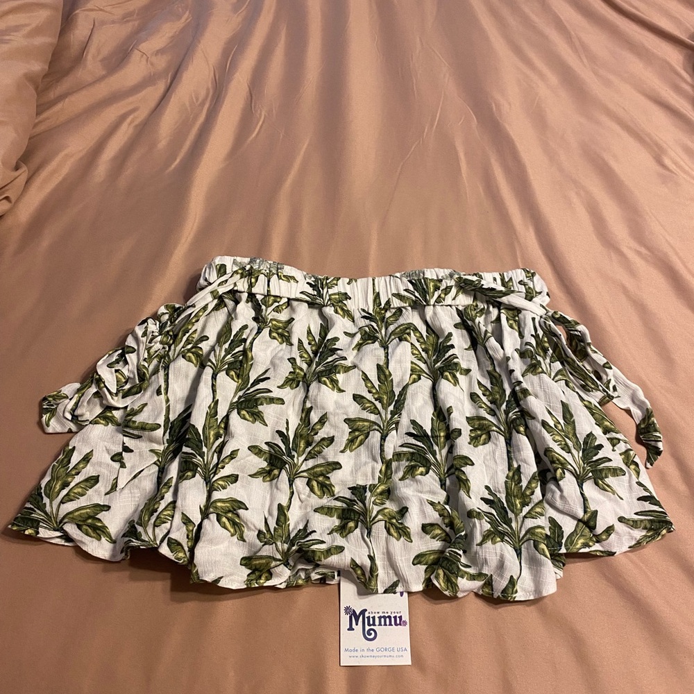Show Me Your MuMu Green and White Tie Front Skater Skirt